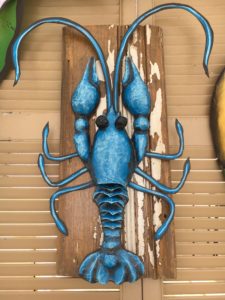 Blue crawfish, paper cache', crawfish, art, one of a kind, 